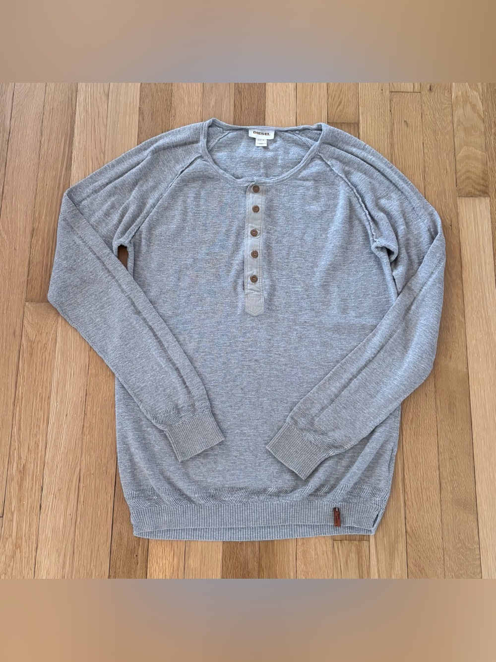 Vintage Diesel Industry Henley Long Sleeve XL Grey Mens Y2K Shirt 2000s